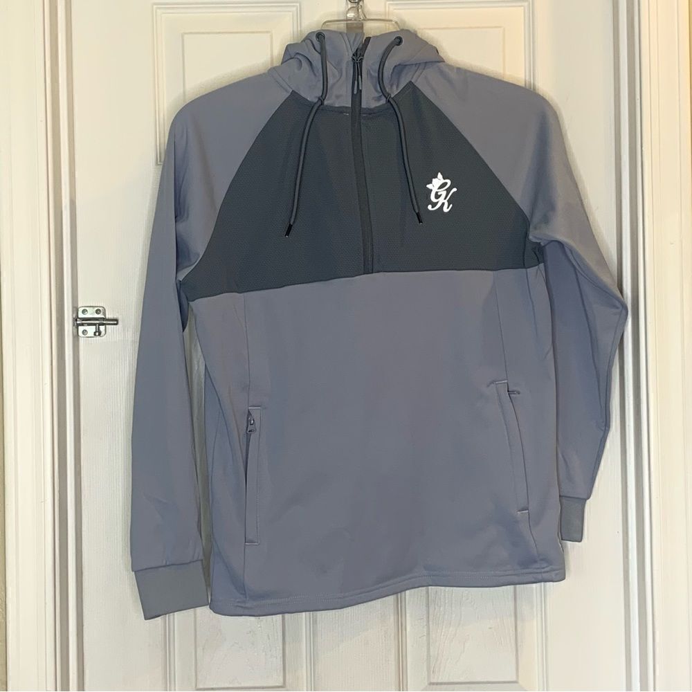 Gym King track hoodie in gray with reflective logo Size Medium